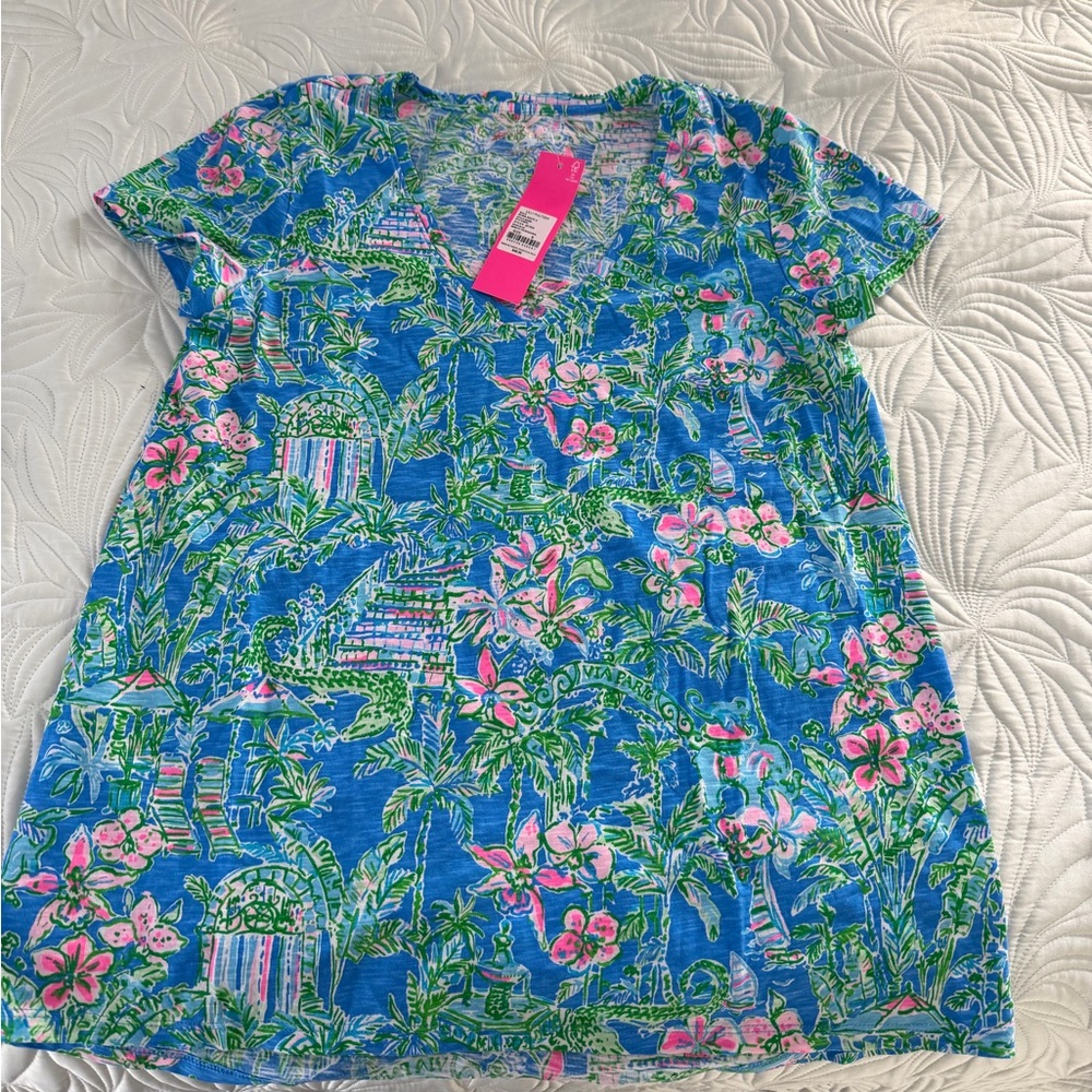 Lilly Pulitzer V Neck Etta Boca Blue Tee